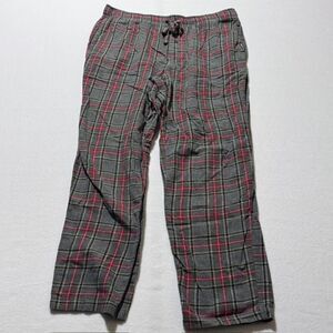 Eddie Bauer Lounge Men Flannel Pajama Pants Gray Red Plaid